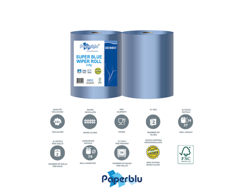 Blaue Handtuchrolle 2 Rollen a 1000 Blatt