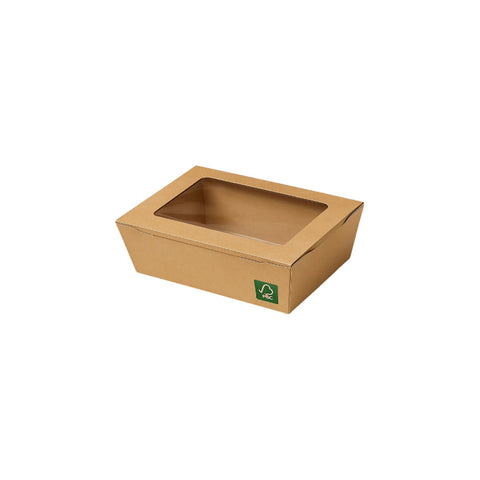 Kraft Sushi Schale mit Sichtfenster 1600 ml (L) – FSC, 200 Stück